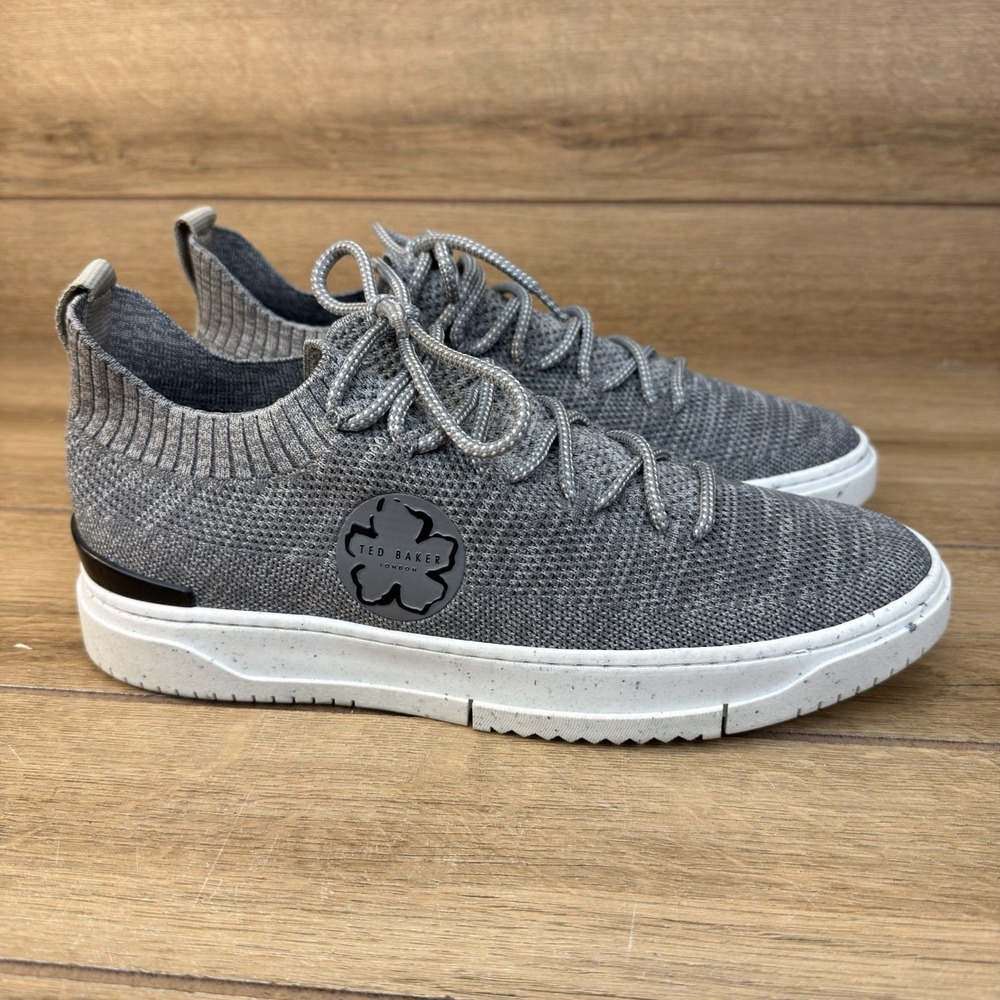 Ted Baker Edmond Marl Knit Sneaker Mens Size 9 Gray Comfort Lace Up NWOB $190